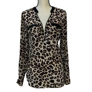 NY&Co Leopard Print Pullover Blouse- Flawed